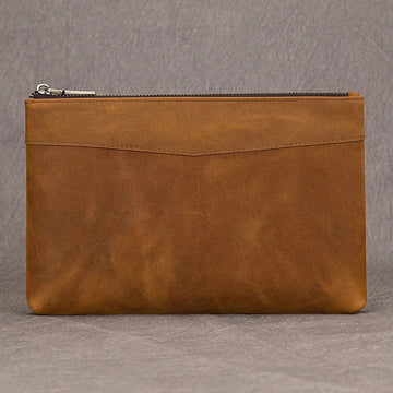 Xajzpa   Genuine Leather Men's Clutch Wallet Male Zipper Business Daily Hand Bag Large Capacity Purse For Man Phone Pouth Belt Bag